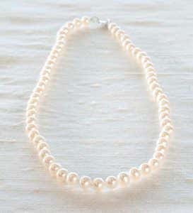High Lustrous Near Round Freshwater Pearl Necklace - White