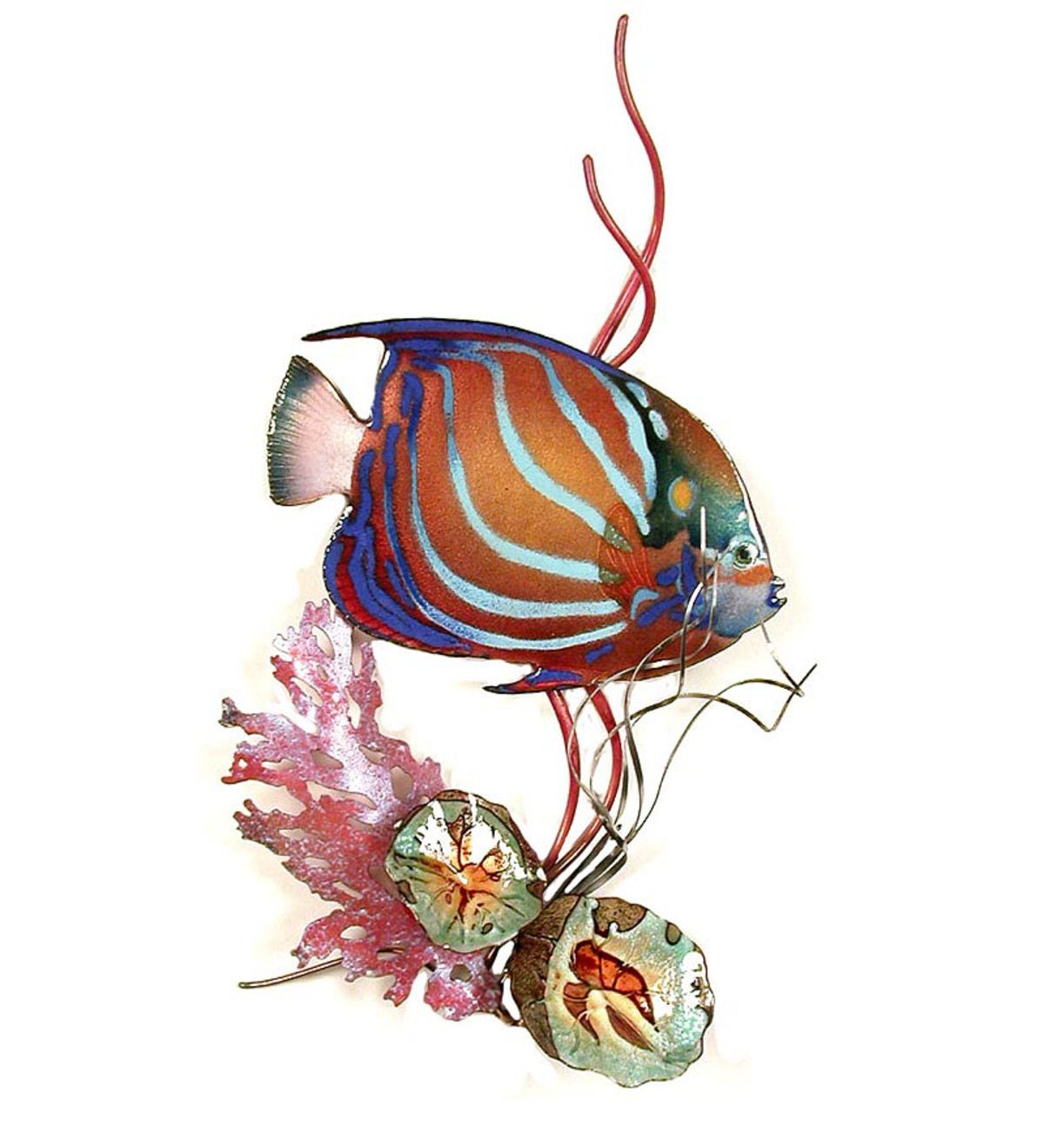 Bovano Blue Ring Angelfish With Coral Wall Art
