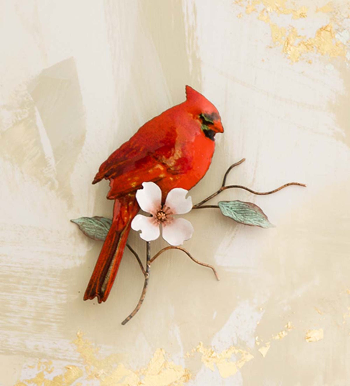 Handcrafted Cardinal on Dogwood Branch Wall Sculpture