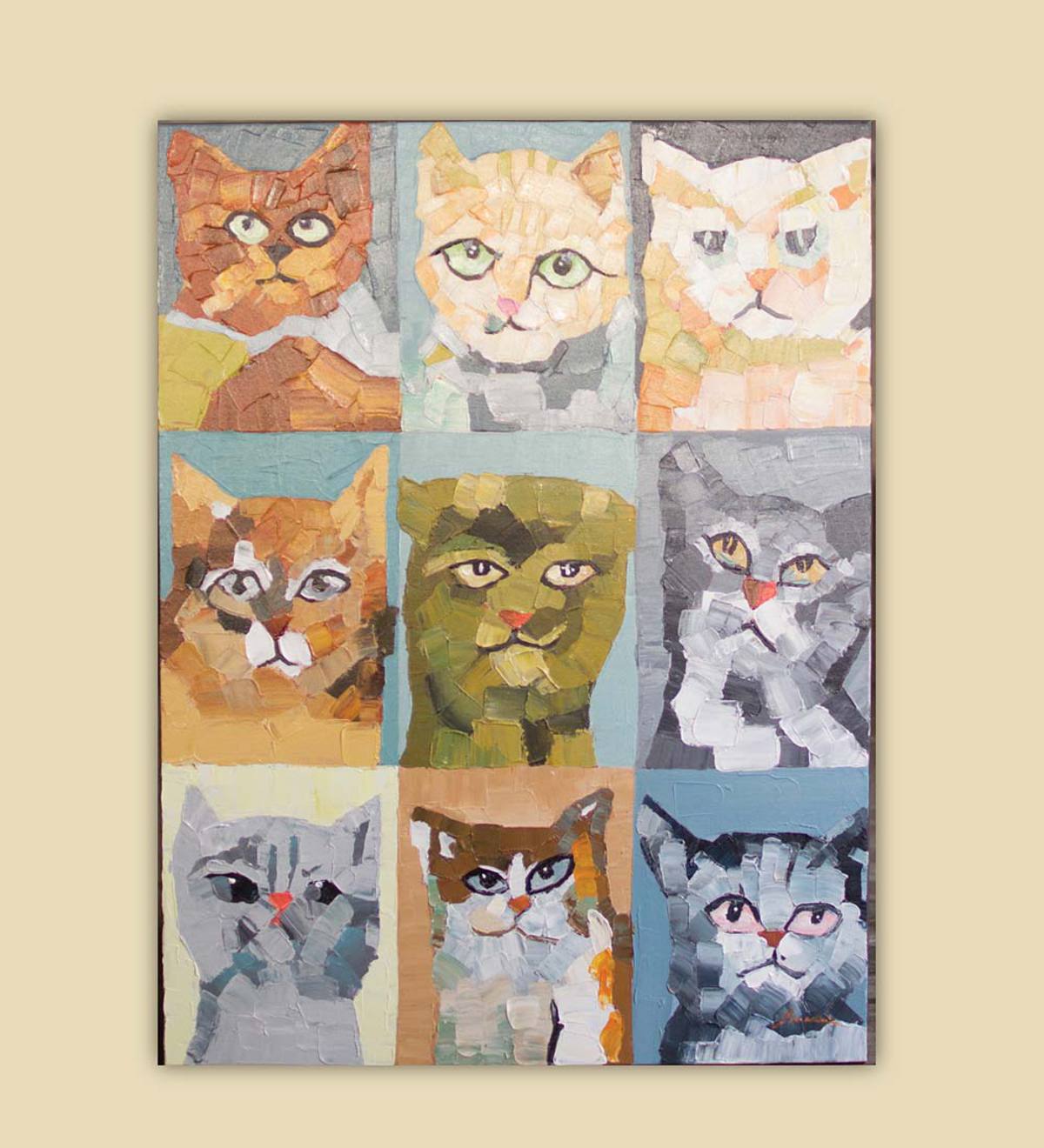Nine Crazy Cats Oil Painting