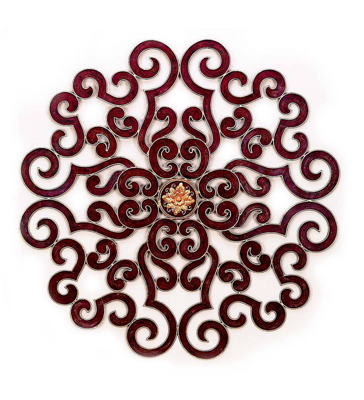 Oversized Red Scroll Wall Medallion