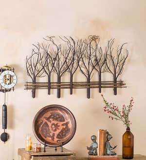 Metal and Natural Vine Seven Winter Trees Wall Art