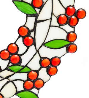 Stained Glass Holly Wreath
