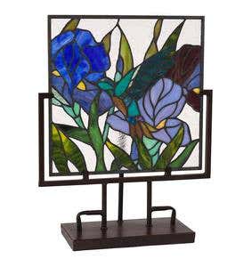 Lighted Stained Glass Iris Panel