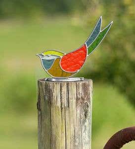 Indoor/Outdoor Colorful Stained Glass Bird Tabletop Art