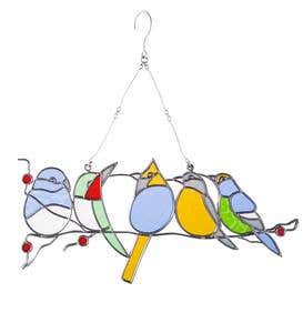Stained Glass Birds Hanging Window Art