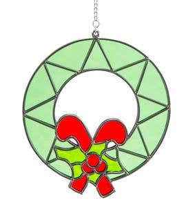 Stained Glass Candy Cane Holiday Wreath