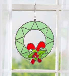 Stained Glass Candy Cane Holiday Wreath