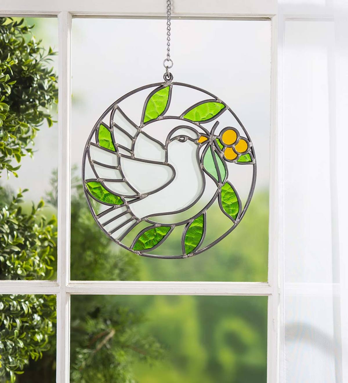 Handcrafted Stained Glass Dove Window Hanger