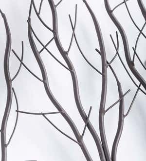 Metal and Natural Vine Three Winter Trees Wall Art