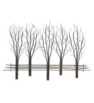 Metal and Natural Vine Five Winter Trees Wall Art