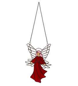 Colorful Stained Glass Angel Sun Catcher with 24" Hanging Chain