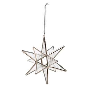 Stained Glass Moravian Star Ornament with Hanging Ribbon