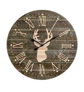 Large Wall Clock with Deer Silhouette