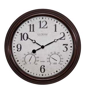 Indoor/Outdoor 15" Diameter Wall Clock with Temperature and Humidity