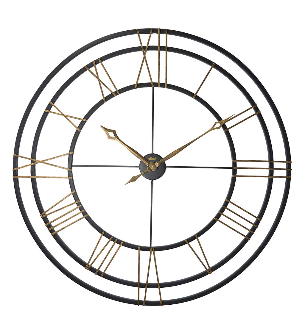 Oversized Wrought Iron Analog Gallery Wall Clock with Roman Numerals