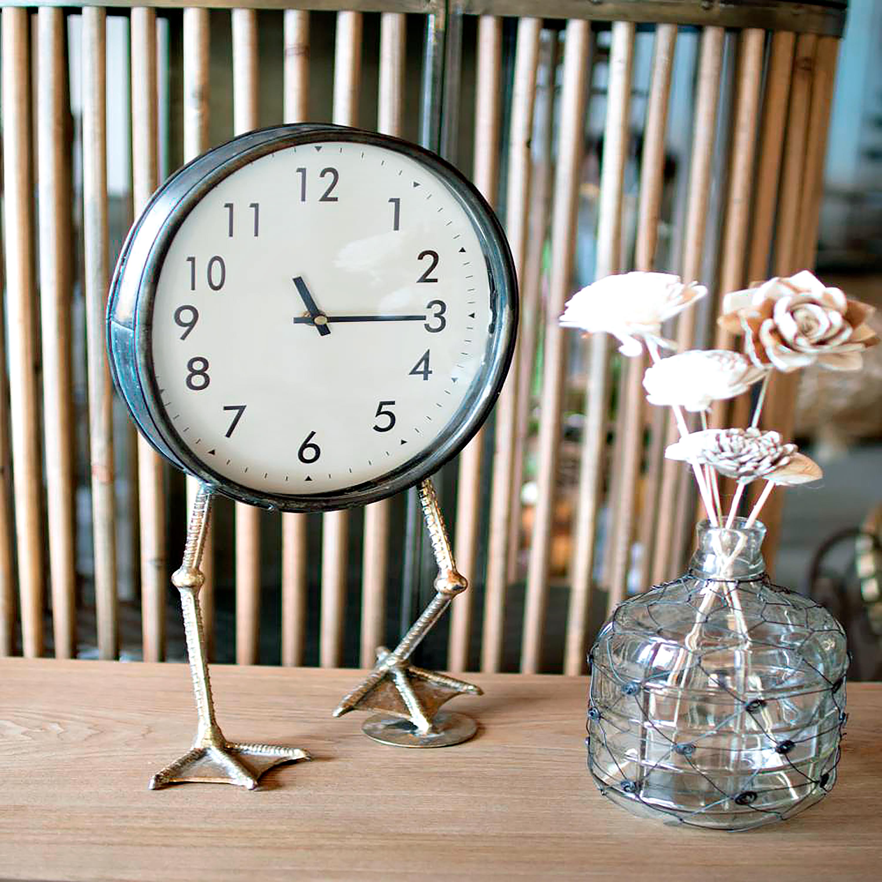 Tabletop Clock with Whimsical Duck Feet