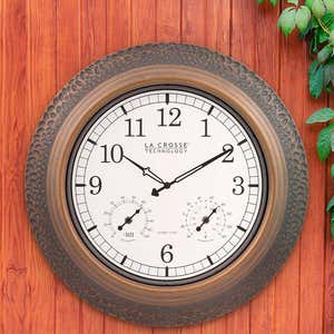 Indoor/Outdoor Atomic Analog Wall Clock with Temperature and Humidity