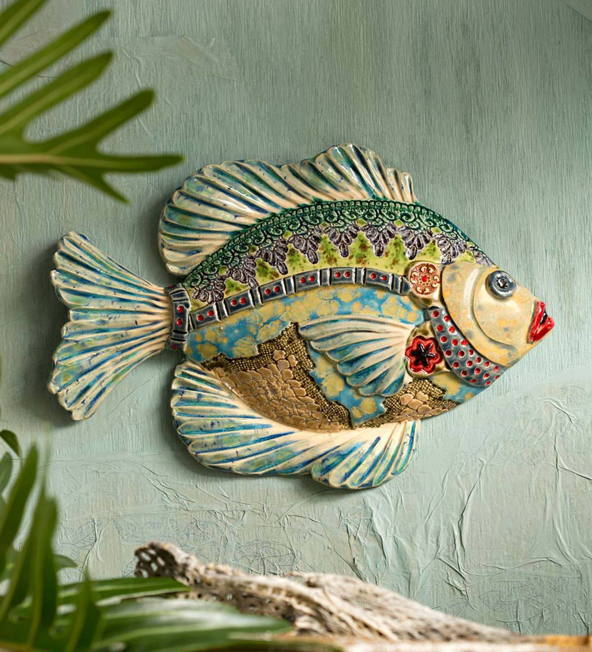 Hand-Sculpted Ceramic Fish Wall Art