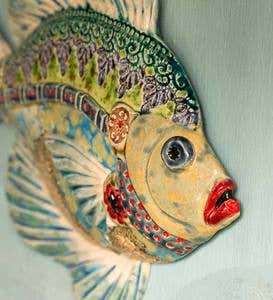 Hand-Sculpted Ceramic Fish Wall Art