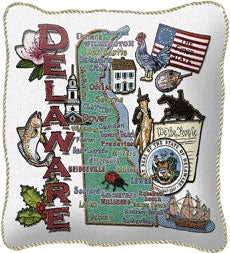 American-Made Cotton Jacquard American States Pillows - Delaware