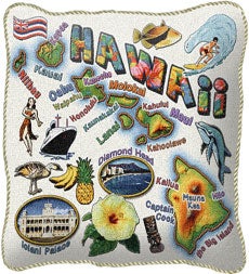 American-Made Cotton Jacquard American States Pillows - Hawaii