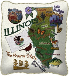 American-Made Cotton Jacquard American States Pillows - Illinois