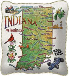 American-Made Cotton Jacquard American States Pillows - Indiana