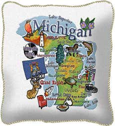 American-Made Cotton Jacquard American States Pillows - Michigan