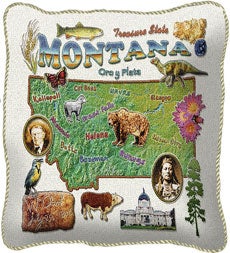 American-Made Cotton Jacquard American States Pillows - Montana