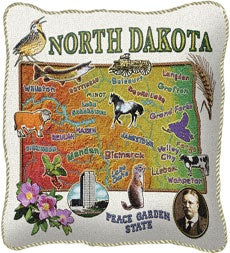 American-Made Cotton Jacquard American States Pillows - North Dakota