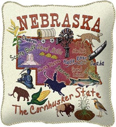 American-Made Cotton Jacquard American States Pillows - Nebraska