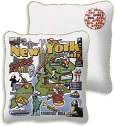 American-Made Cotton Jacquard American States Pillows - New York City