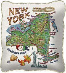 American-Made Cotton Jacquard American States Pillows - New York