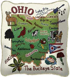 American-Made Cotton Jacquard American States Pillows - Ohio