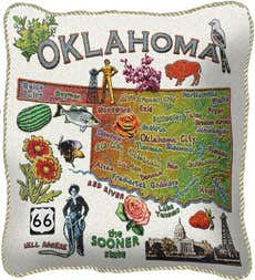 American-Made Cotton Jacquard American States Pillows - Oklahoma