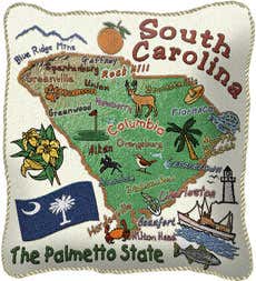American-Made Cotton Jacquard American States Pillows - South Carolina