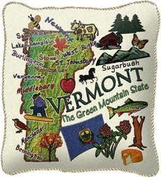 American-Made Cotton Jacquard American States Pillows - Vermont