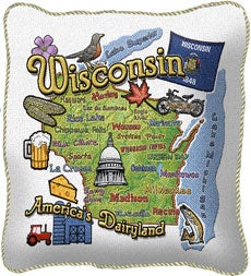 American-Made Cotton Jacquard American States Pillows - Wisconsin