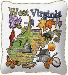 American-Made Cotton Jacquard American States Pillows - West Virginia
