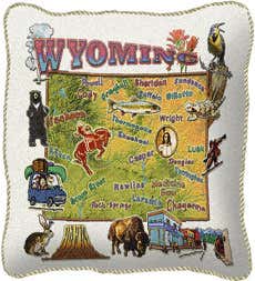American-Made Cotton Jacquard American States Pillows - Wyoming