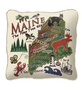 American-Made Cotton Jacquard American States Pillows - Maine