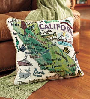 American-Made Cotton Jacquard American States Pillows - California