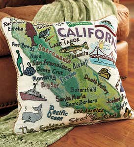 American-Made Cotton Jacquard American States Pillows - Wisconsin