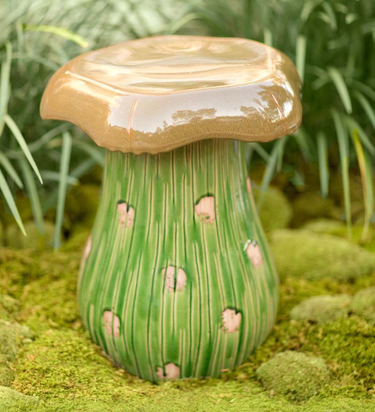 Green Ceramic Mushroom Stool Wind And