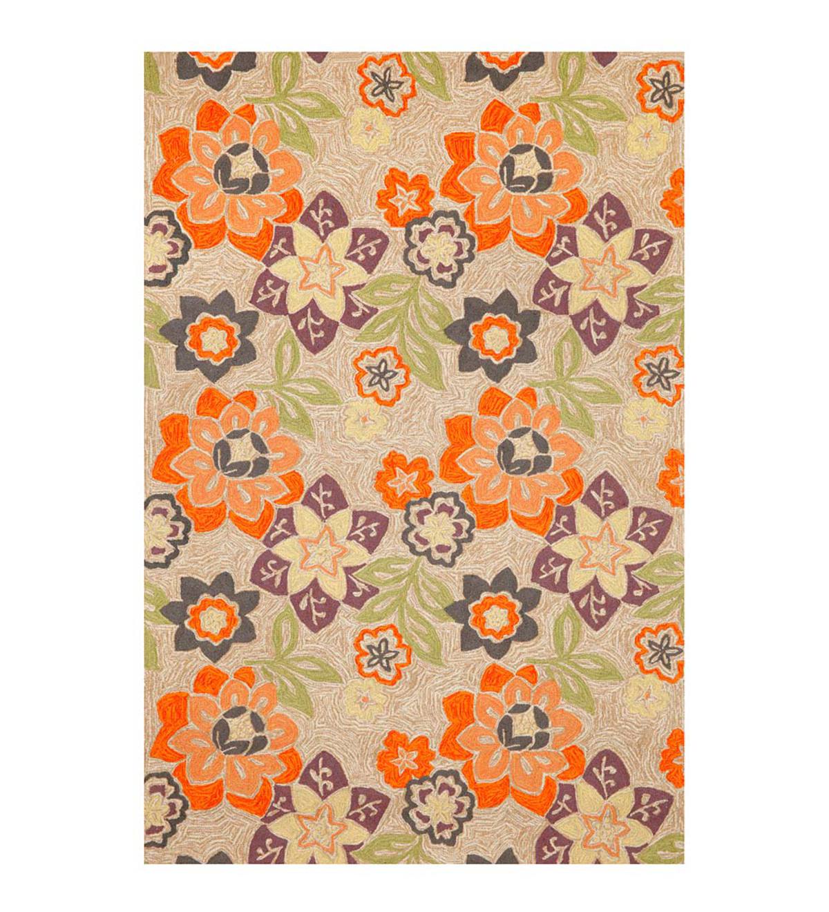 Purple and Orange Floral Accent Rug