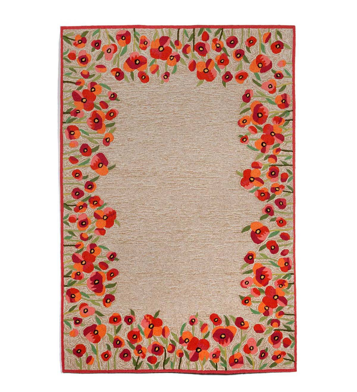 Red Poppies Border Accent Rug