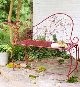 Red Metal Scroll Bench
