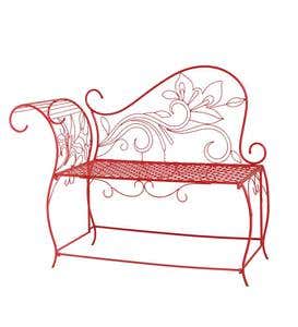 Red Metal Scroll Bench