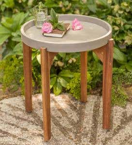 Cement and Wood Side Table